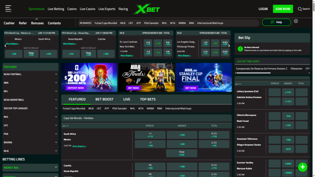 Xbet sportsbook screenshot