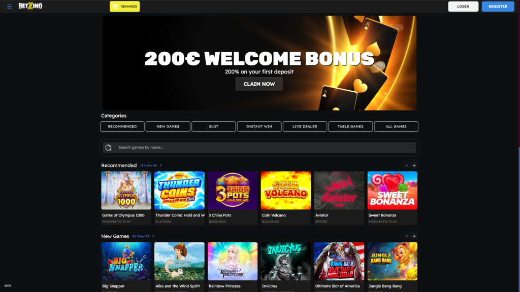 Betzino casino screenshot